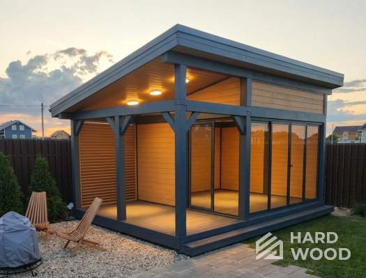 Серая беседка для дачи из дерева №101 - фото 2295